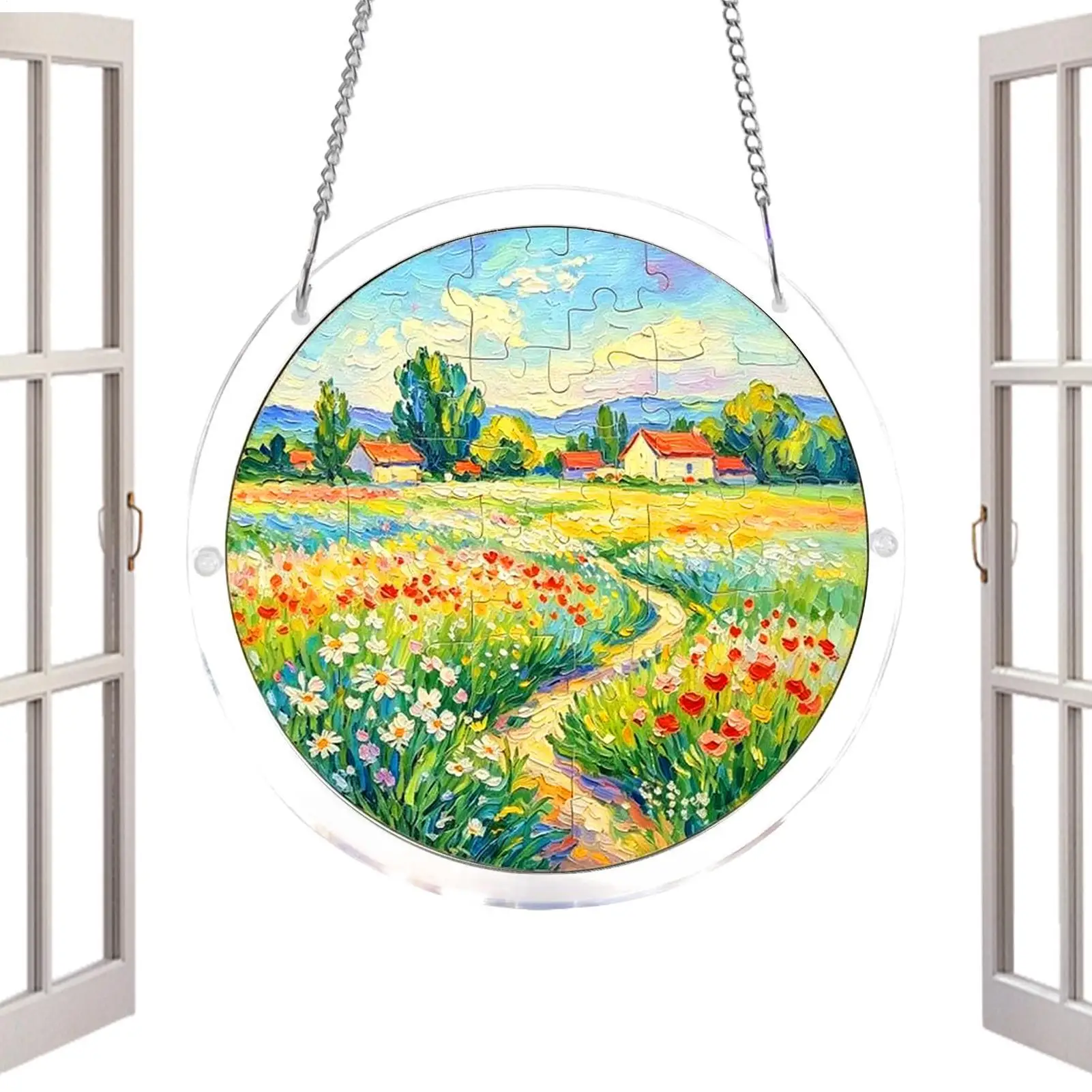 Garden Suncatcher Decorative Pendant With Chain Acrylic Sun Catcher Window Decor For Outdoor Garden Backyard Tree Home Spring