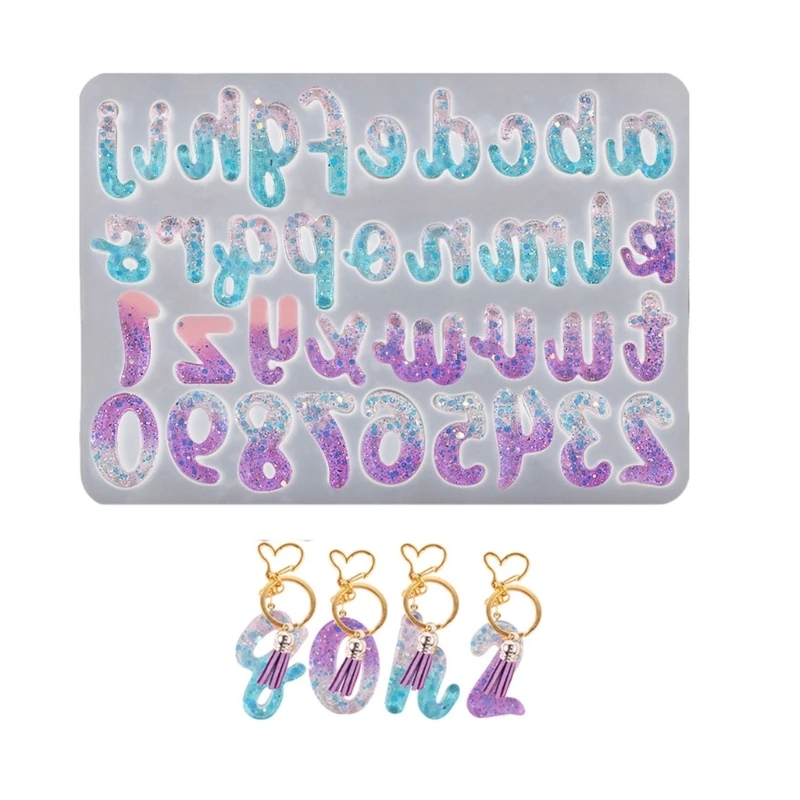 Letter Number Mold Alphabets Keychain Pendant Silicone Molds Epoxy Resin Mould