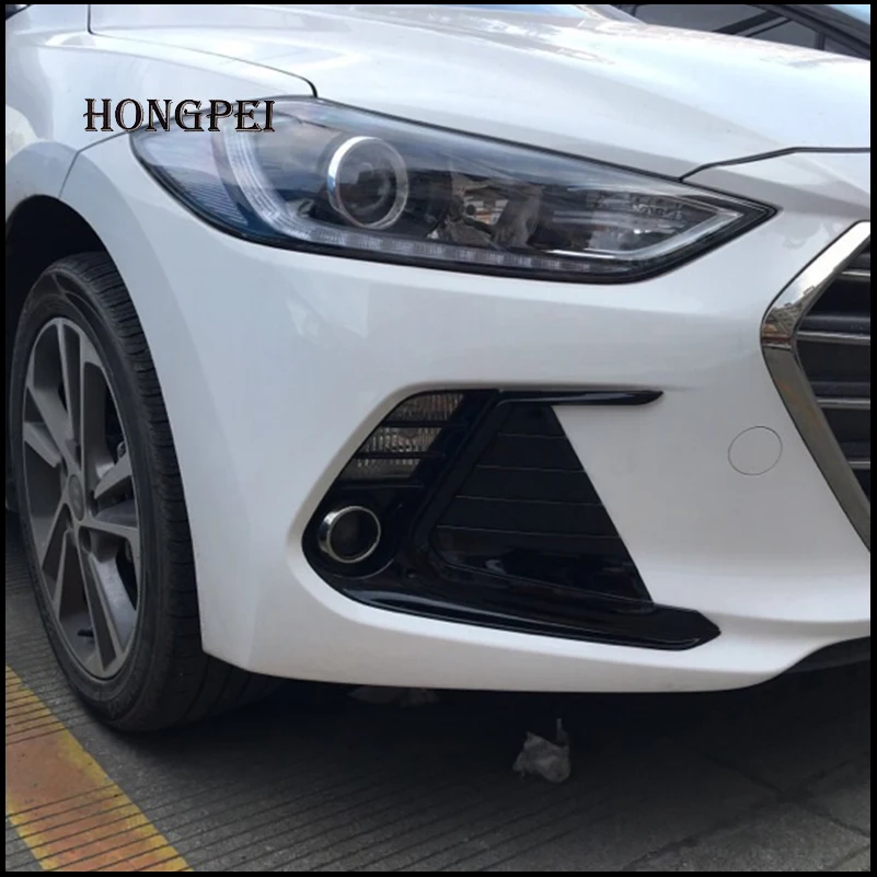 

For Hyundai Elantra Avante 2016 2017 Front Bumper Grille Fog Light Lamp Vent Frame Cover Sticker Trim Decoration Auto Patrs