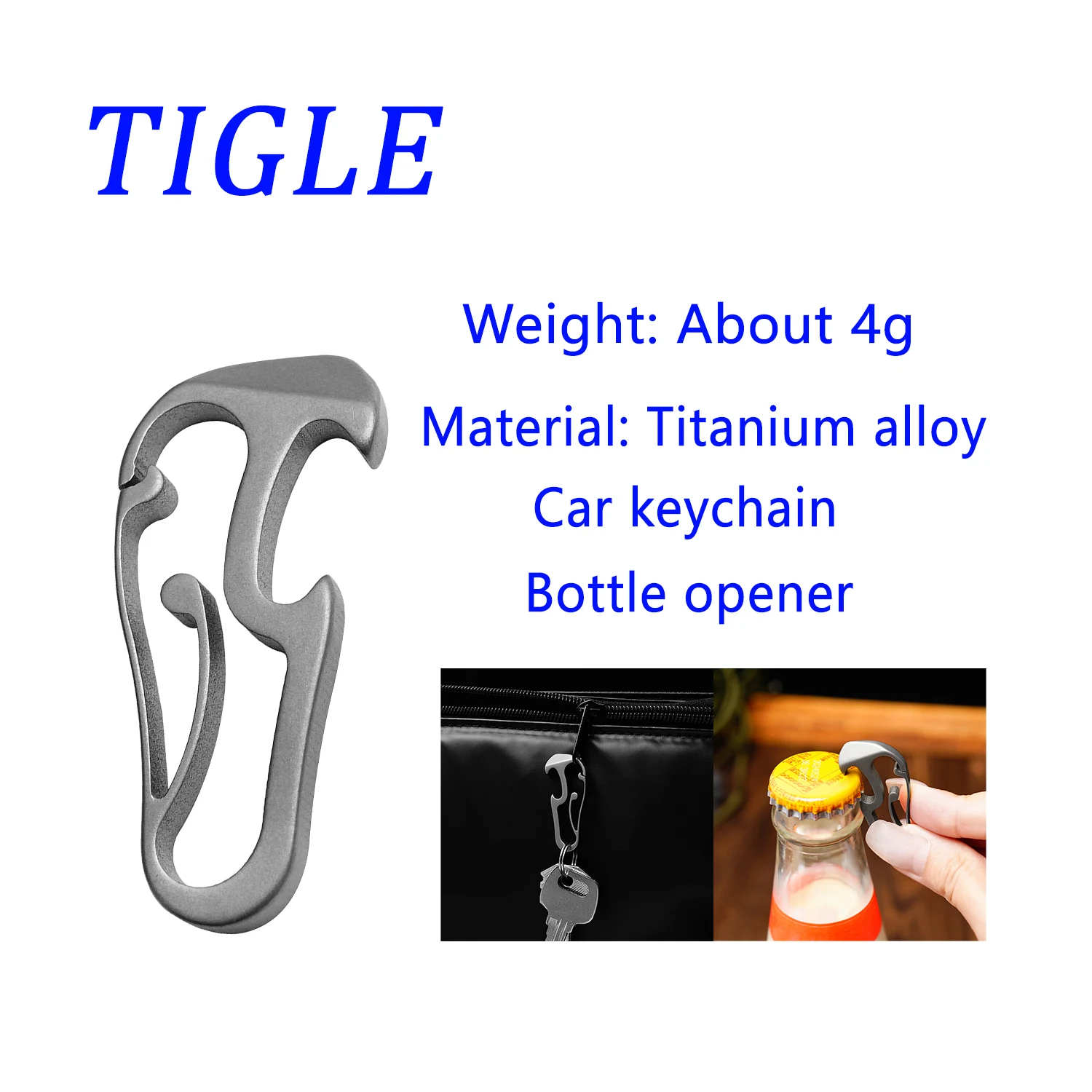 TIGLE Titanium Alloy Keychain Multifunctional EDC Tool For Outdoor Camping Bottle Opener Pry The Jar Car Key Chain