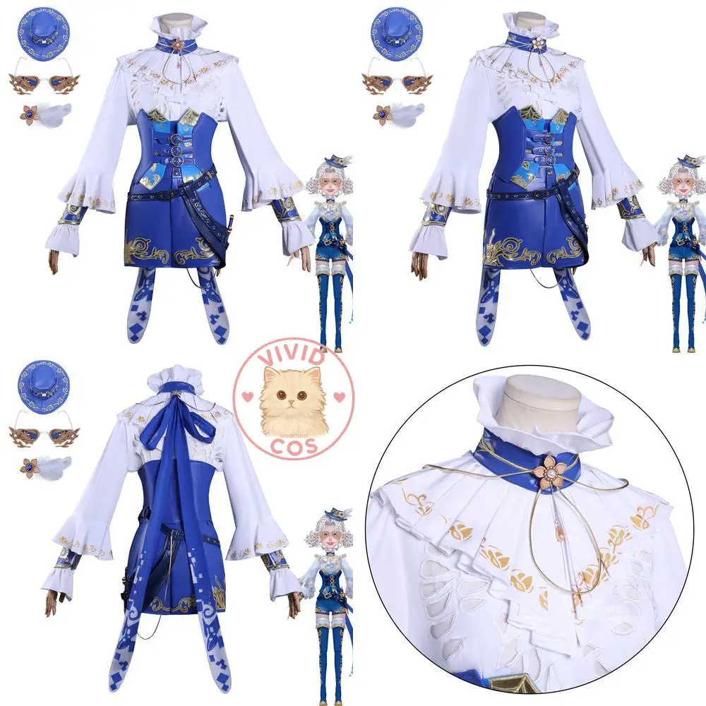 

Popular Game Identity V Cosplay Costume Anime Lily Barrielle Cute Role Play Blue Lady Uniform Dress Comic Con Halloween Party