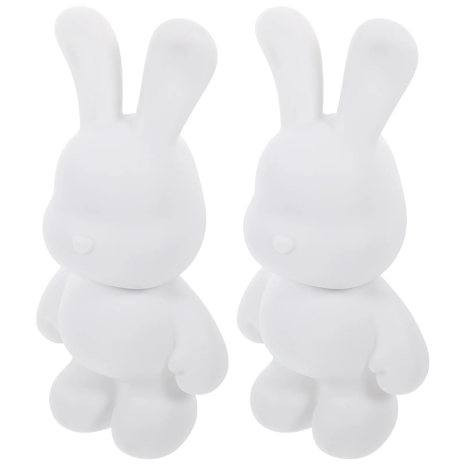 2 Pcs White Diy Cartoon Bunny Piggy Bank Unfinished Embryo Rabbit Coin Storage Holder Cute Bunny Bank Home Bunny Figurine Manual