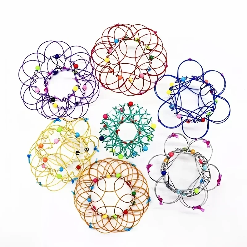 Educational Fidget Toys For Kids And Adults - Mandala Decompression Flower Basket & Steel Ring Sensory Halloween Christmas Gift
