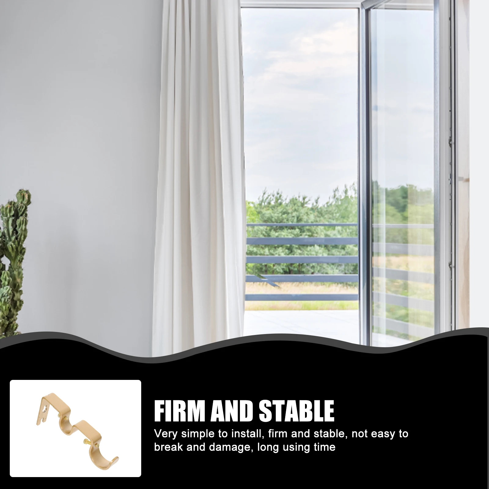 

2 Sets Wall Mount Curtain Rod Bracket Thickened Heavy Duty Iron Brackets Easy Install Home Decoration Hardware Fittings