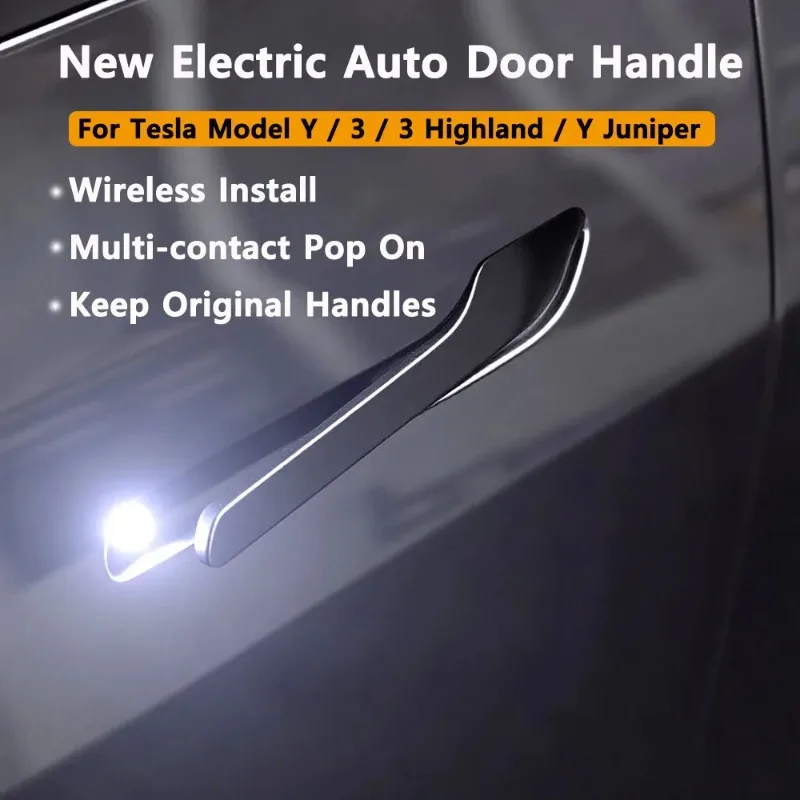Auto Presenting Door Handles for Tesla Model Y Juniper Model 3 Highland 2017-2026 Chrome Electric Pop Up Handle Welcome Mode