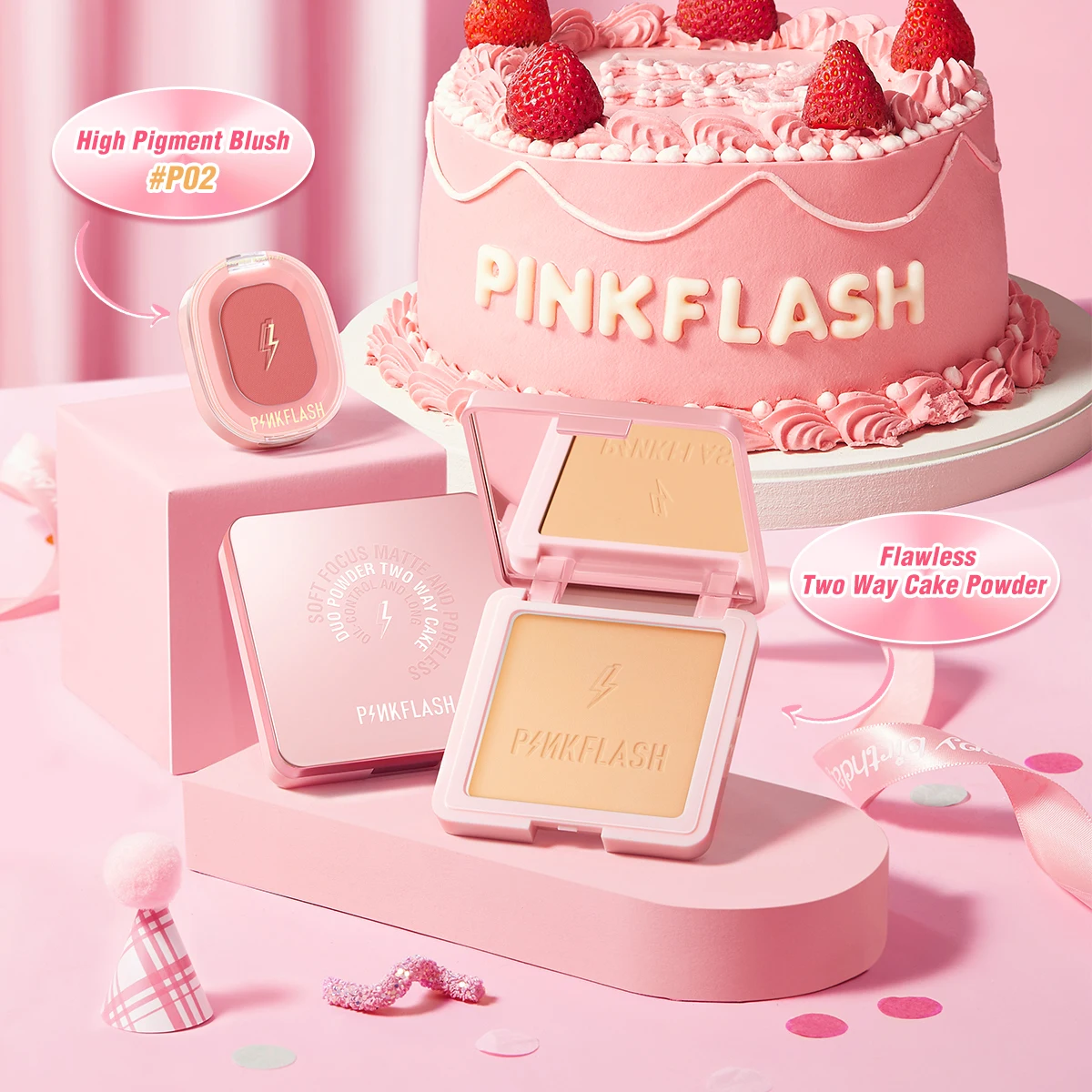 PINKFLASH 2 Anniversary Full Makeup Sets Waterproof Liquid Lipstick Face Concealer Eyeshadow Palette Mascara Eyebrow Cosmetics