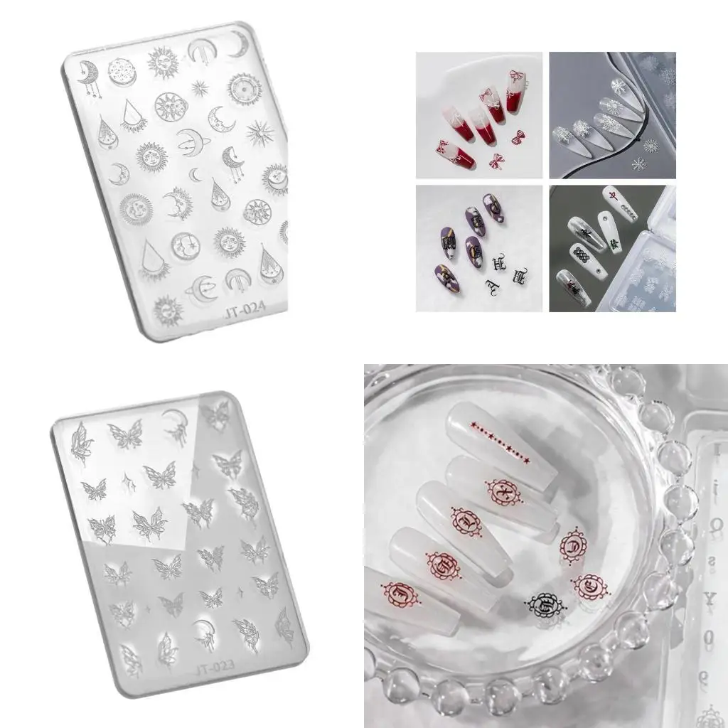 Silicone Carving Mold 3D Various Size Butterfly Embossing Stamping Stencils UV Gel Polish Manicure Mould