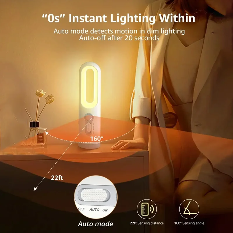 Xiaomi MIJIA LED Motion Sensor Night Light 2 in 1 Portable Bedroom Bathroom Read Camping Lighting Baby Feeding Eye Care Products