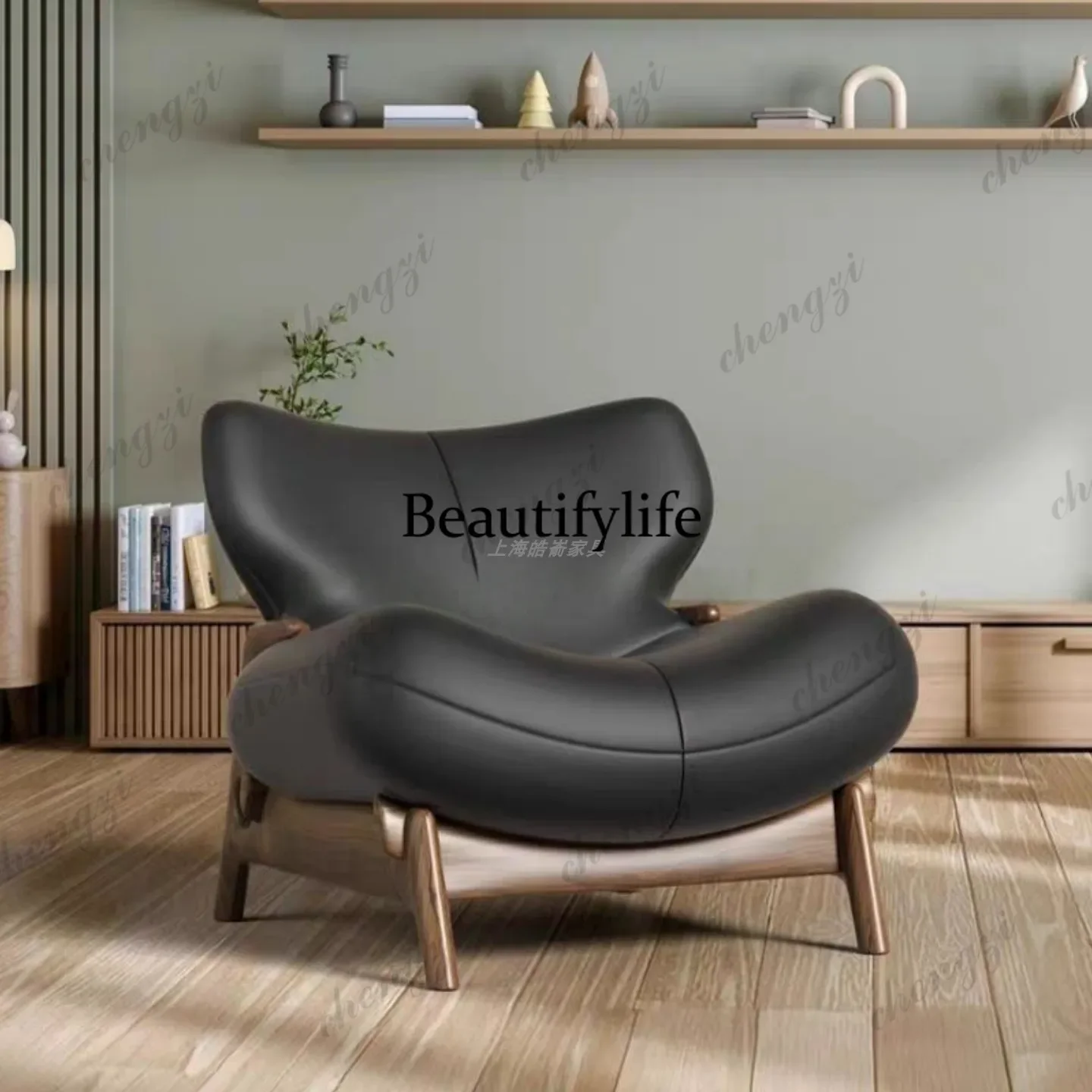 D136 Medieval style solid wood leisure chair creative designer light luxury single sofa balcony bed and breakfast lazy chair