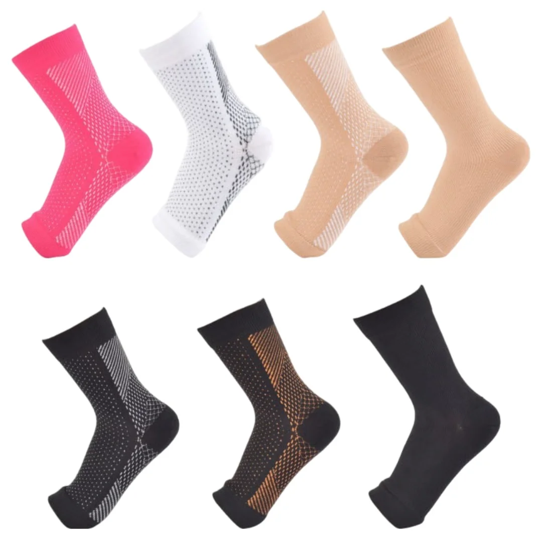 1Pair Elastic Lightweight Compression Sports Sock Sleeves Functional Pressure Shrink Socks Ankle Support Brace Sock for Fitness