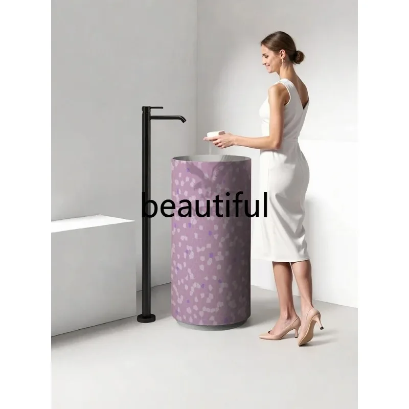 B73 Color round floor wash basin hotel B & B club villa bathroom creative art column basin