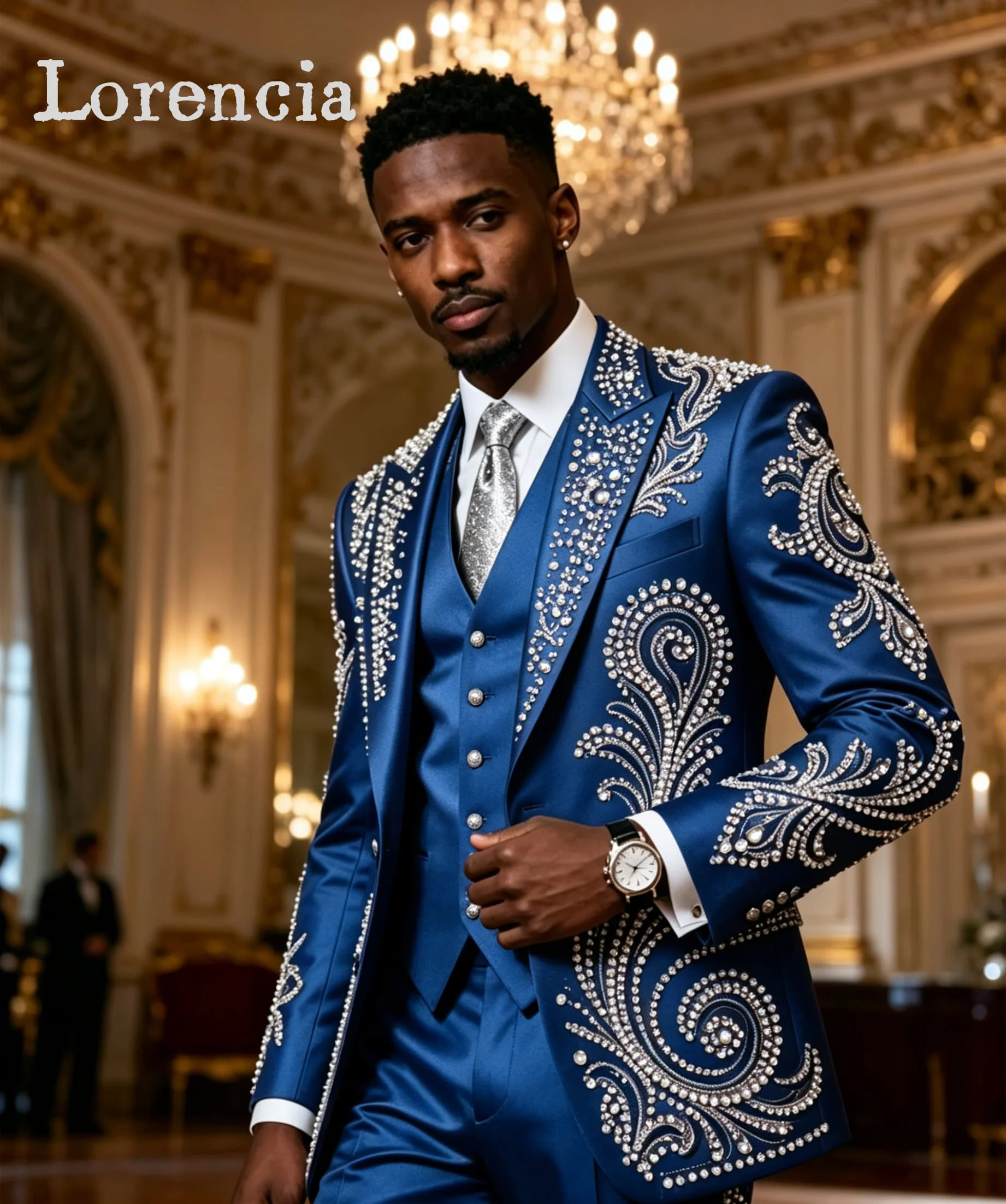 High End Rhinestone Men Suits Slim Fit Glitter Groom Wedding Party Tuxedos Customized 3 Pieces Sets Male Blazers Costume Homme