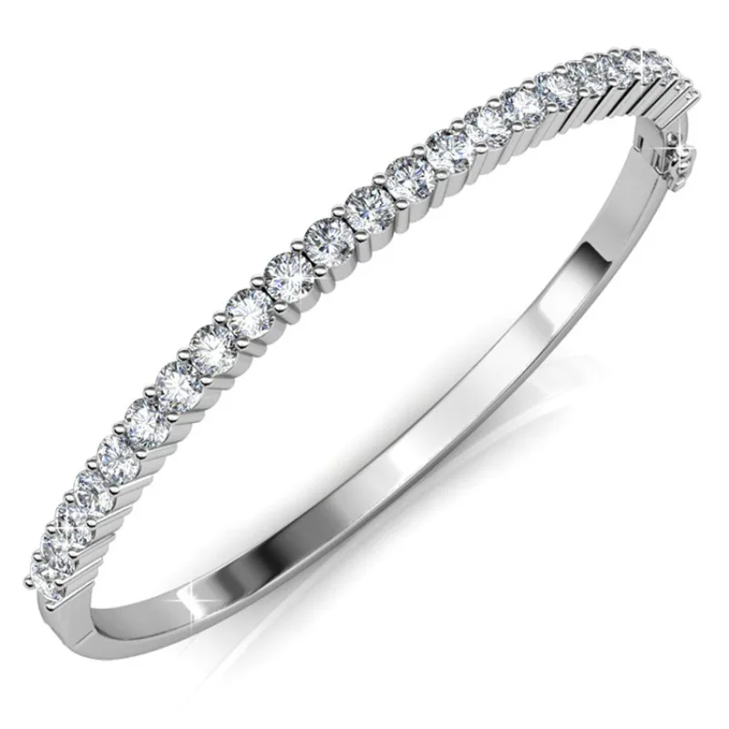 

Daisini Bangles Quality Brass with 18K White Gold Plated Embellished with Premium Swarovski Crystals for Women Daily Jewelry