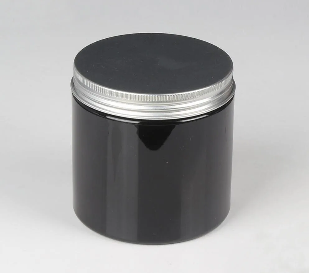 200/250/300/350/500g black PET Jar pot plastic alu lid cream mask gel essence gel mlisturizer emulsion wax skin care  packing