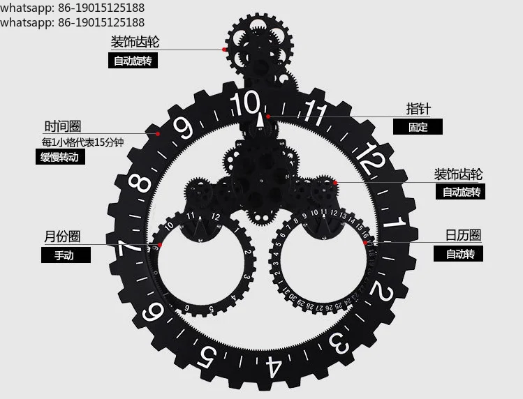 European Retro Wall-mounted Clock,Gear Mechanical Clock