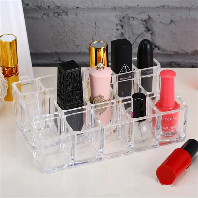 16-hole Acrylic Transparent Lipstick holder Displays Lip Gloss Storage Box Jewelry Storage Box Makeup Brush Shelf Lipstick Box