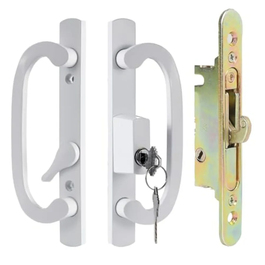 

Sliding Patio Door Handle with Mortise Lock, Zinc Diecast, Offset Thumbturn, Fits 1-5/8" to 1-3/4" Door Thick, 3-15/16" Hole Sp