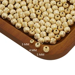 50pcs Round Gold Filled Corrugated Spacer Beads,Beads for Jewelry Making,3mm,4mm,5mm,Wholesale Free Shipping-104031