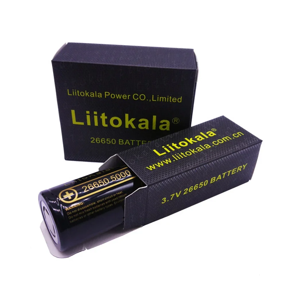 Batteria ricaricabile agli ioni di litio ad alta capacità LiitoKala 26650 5000mah Lii-50A batteria 3.7v 26650-50A per torcia 20A nuovo imballaggio