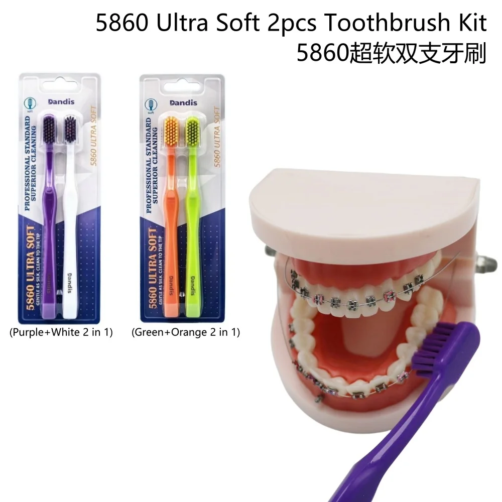 Dental Toothbrush 5860 Ultra Soft 2 in 1 Toothbrush Kit Oral Care Teeth Cleaner