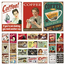 Coffee Metal Tin Signs Vintage Plaque Metal Plate Retro Wall Art Posters for Cafe Kitchen Bar Pub Clubs Iron Painting Decoration
