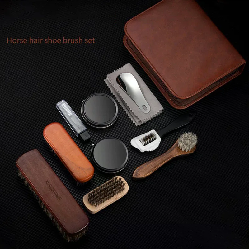 horsehair-shoe-brush-set-leather-care-cleaning-polishing-tools-cleaner-shoehorn-white-shoes-maintenance-kit-soft-wood-washing