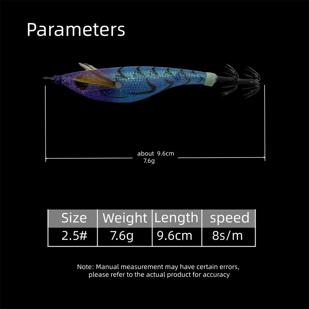 7.6g 9.6cm UV Horizontal Wooden Shrimp Squid Hook Jigging Lure Slow Sinking Bait with Rattle Beads For Octopus Cuttlefish view 3