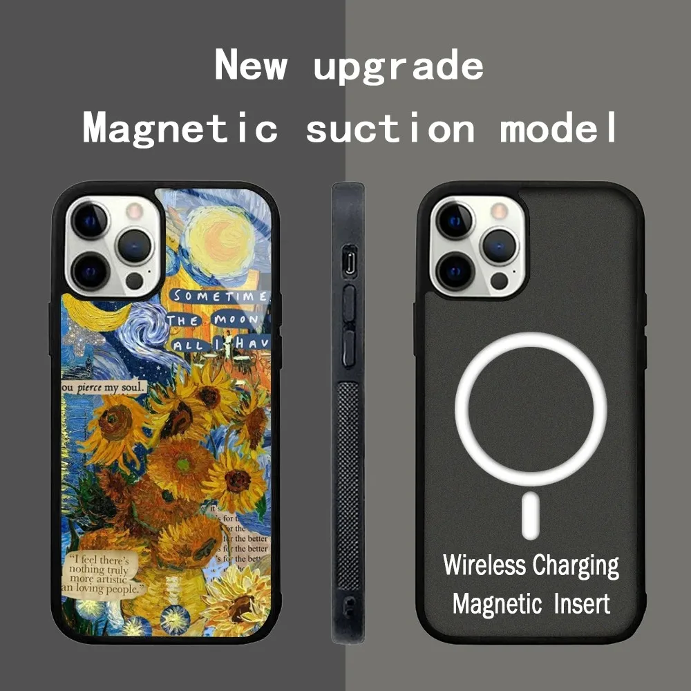 Красивый чехол для телефона Sunflower Sun для IPhone 15 14 13 Pro Max 11 12 Mini Alex, зеркальный чехол для беспроводной зарядки Magsafe