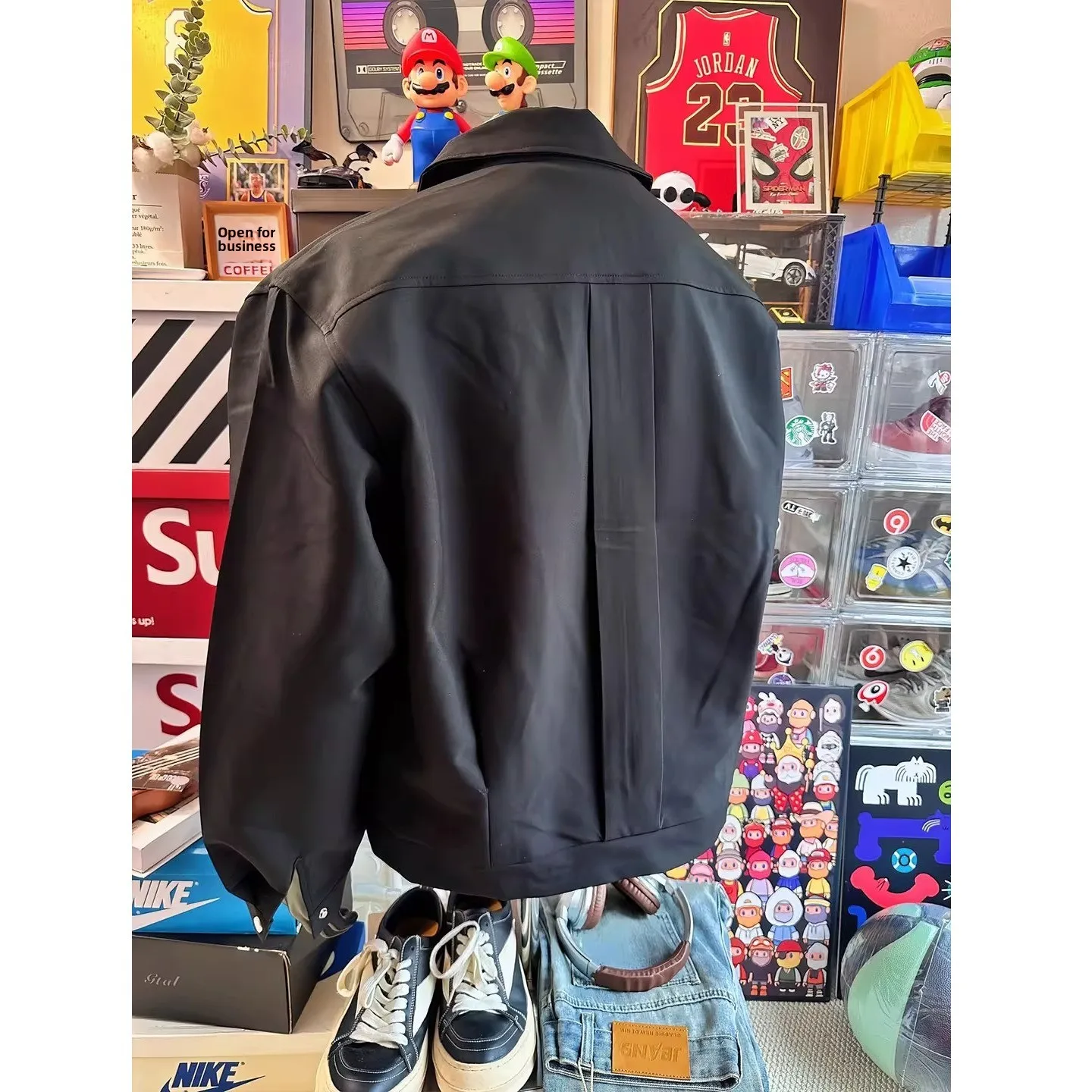 

Мужское пальто American Sle Cleanfit Bla oulder Pad Jaet Haome Chic ort с широким воротником в стиле ретро, рекламное пальто из полиэстера...