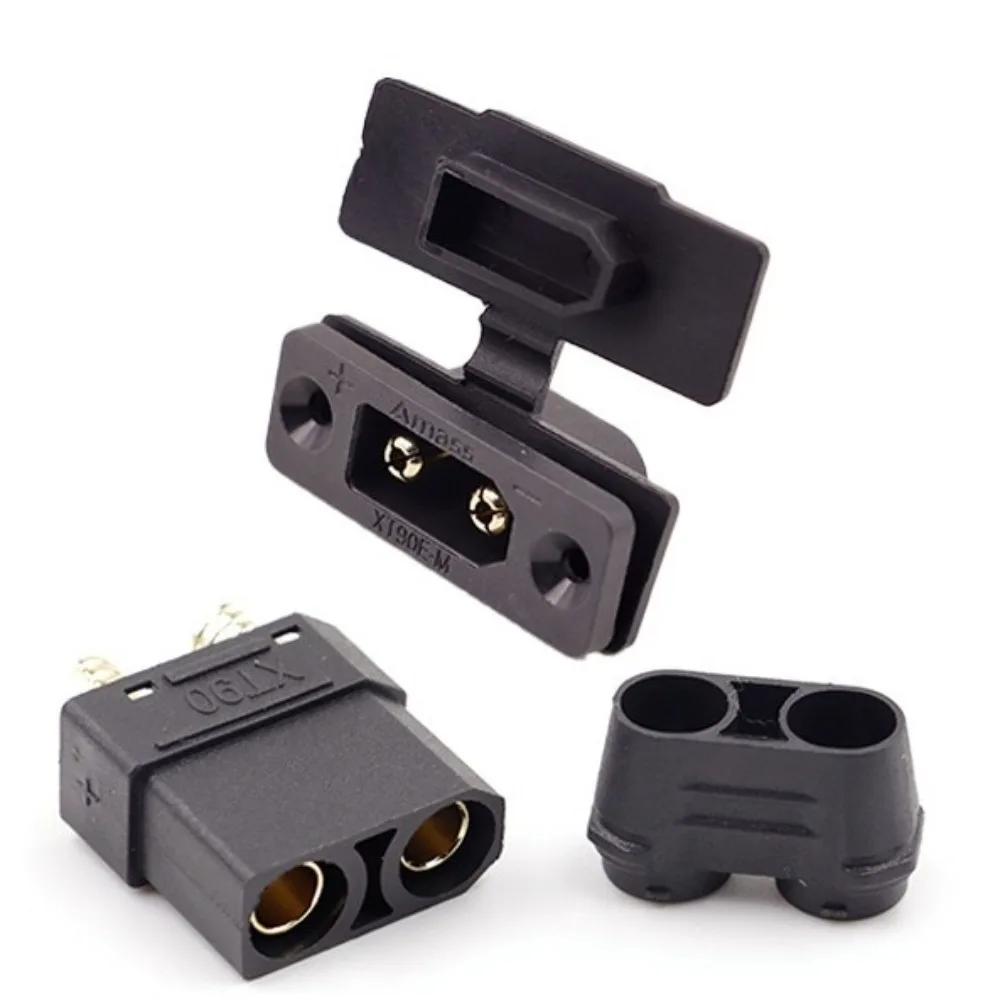 

Amass XT90E Battery Connector Kits Gold-plated Mountable Connector XT90E Male Plug Black Socket with Protective Cover
