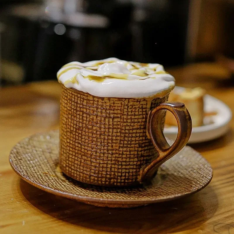 Espresso Cup and Saucer Set Afternoon Tea Latte Mug Handmade Craft Workshop Style Home Cafe Use