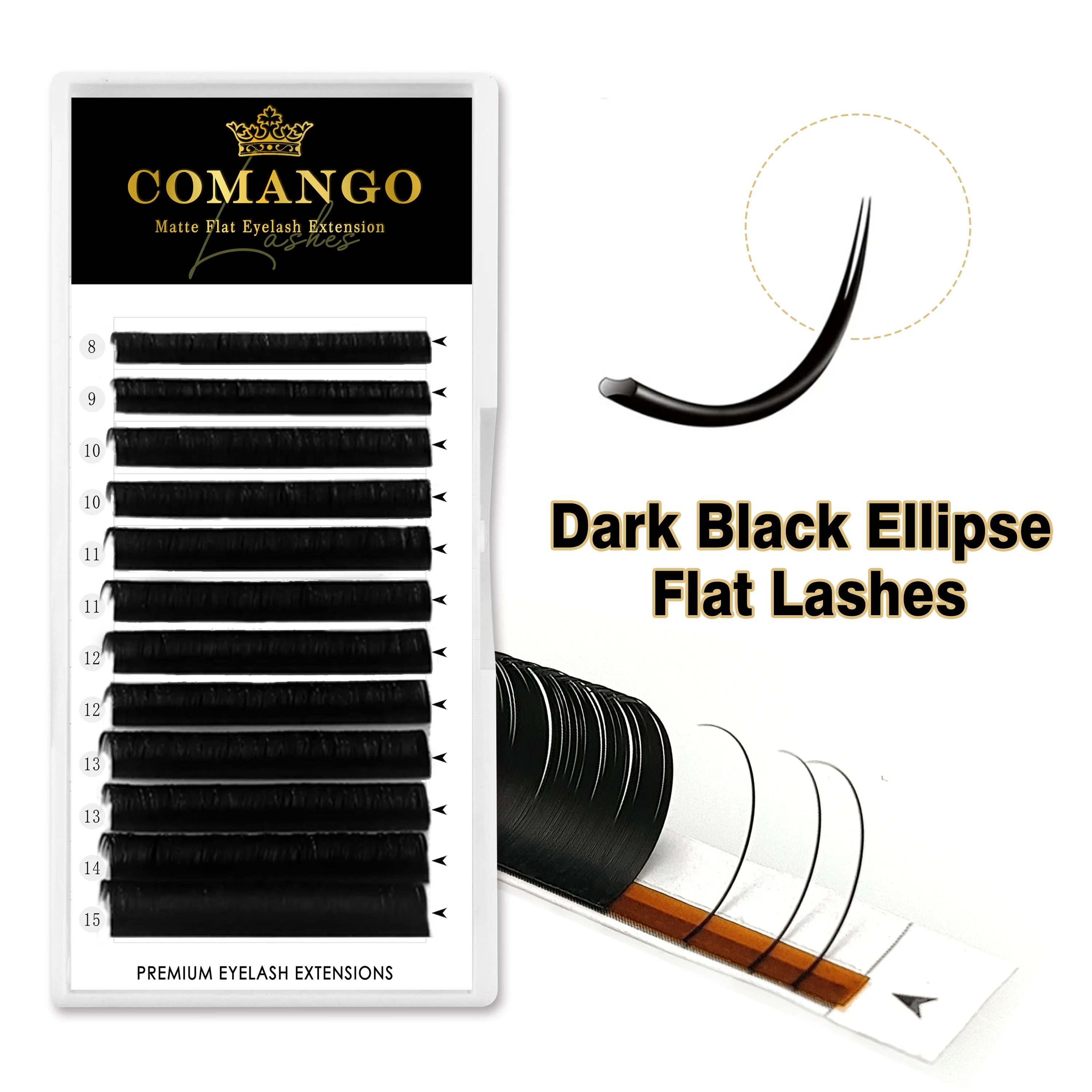 Matte Flat Ellipse Individual Eyelash Extension 8-15MM Split-tips Super Soft Natural Faux Mink Classic Lashes Makeup