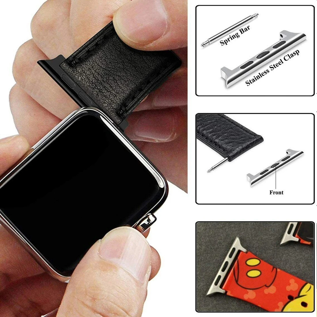 Stainless Steel Apple Watch Adapter Kit 22mm Strap Connector Compatible with Series 9 8 7 6 5  to Ultra 2 38 42 44 45 49mm