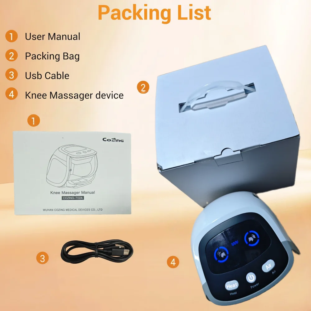 مدلك الركبة اللاسلكي 4 مستويات الأشعة تحت الحمراء الحرارة والاهتزاز الضوء الأحمر والعلاج بالتدليك مع شاشة LED هدايا للرجال والنساء