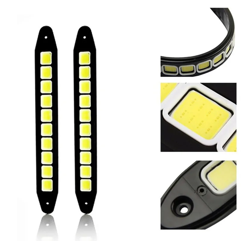 1x10led 12V światła do jazdy dziennej DRL COB Strip lampa przeciwmgielna samochodowa wodoodporna