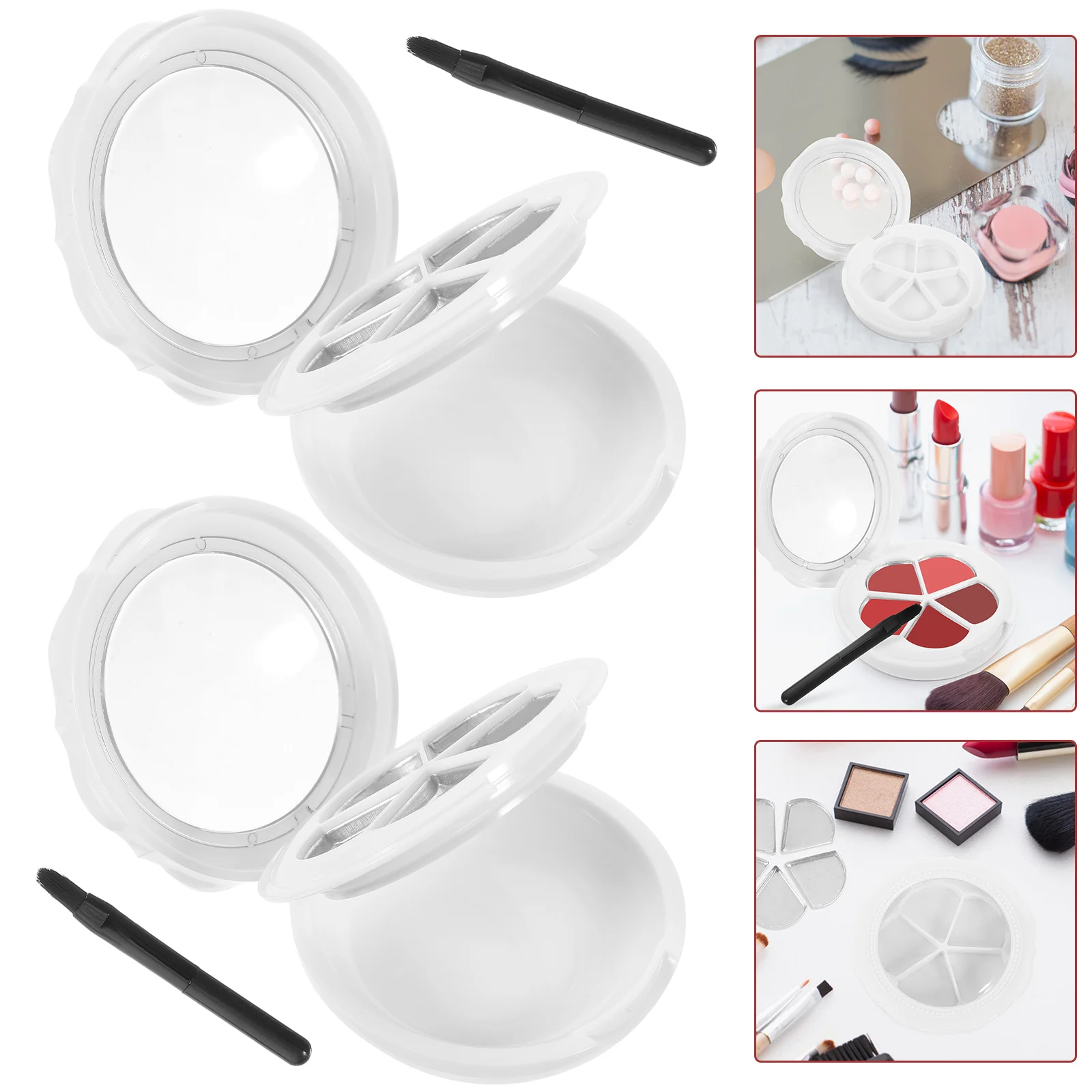 

2 Sets Boxes Lipstick Travel Containers DIY Blusher Eyeshadow Case Refillable White