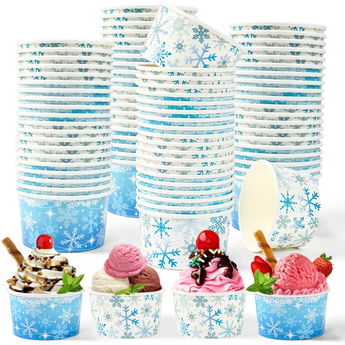 Christmas 8 oz Paper Bowl Ice Cream Cups Disposable Bowl Merry Christmas Decor For Home 2025  Navidad Natal Noel New Year 2026