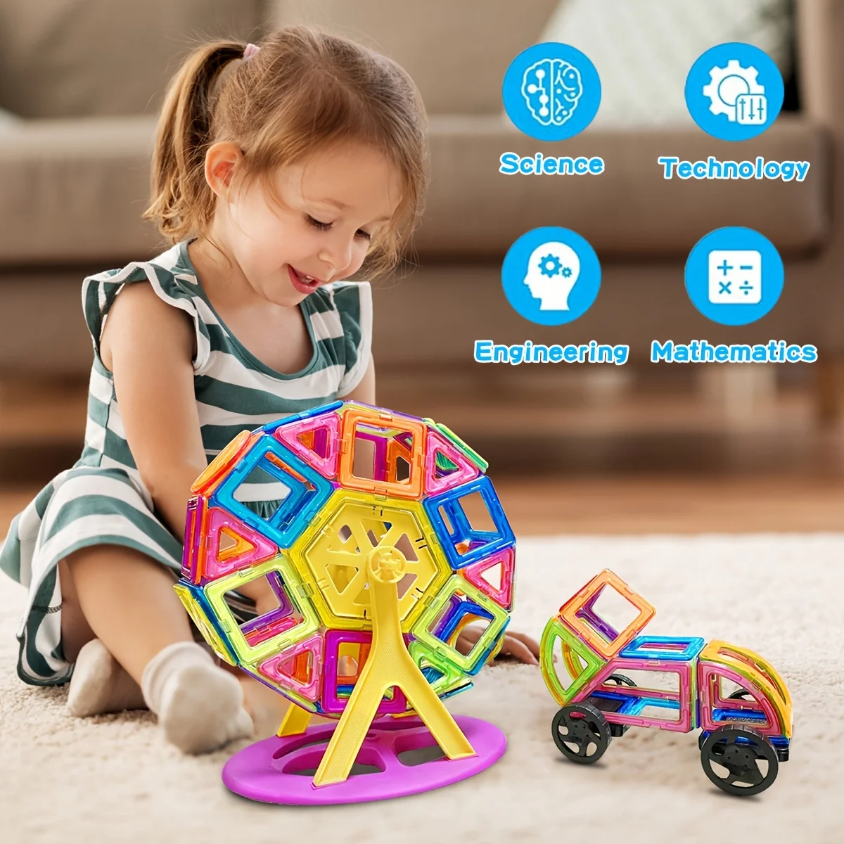 บล็อกแม่เหล็กขนาดใหญ่, ของเล่นแผ่นแม่เหล็ก, ของเล่นก่อสร้าง DIY, ของเล่นแบบโต้ตอบระหว่างพ่อแม่และลูก, เหมาะสำหรับของขวัญการเรียนรู้วันเกิดวันหยุดของเด็ก