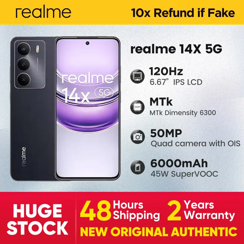 realme 14X smartphones 5G Dimensity 6300 Chipset 50MP AI Camera 120Hz Eye Comfort Display Android 15