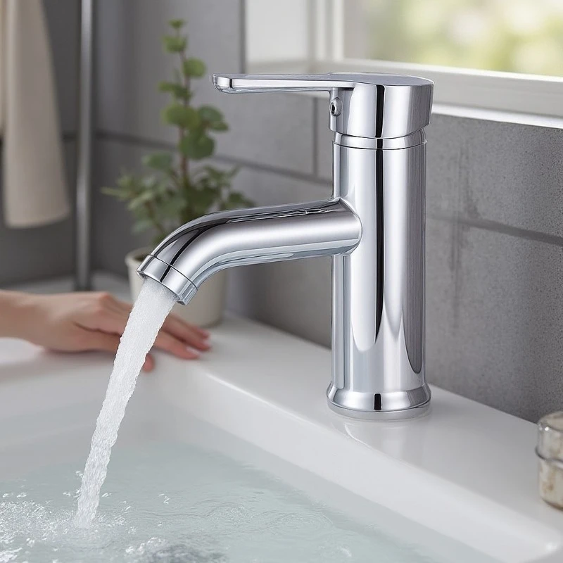 

Home Use Bathroom Basin Faucet, Chrome-Plated Stainless Steel Swivel Spout Mixer Tap for Wash Basin, Sink, and Vanity