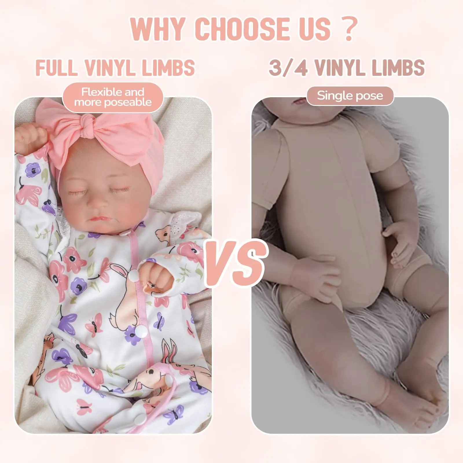 دمى الأطفال حديثي الولادة - دمية أطفال واقعية من الفينيل الناعم اللطيفة مقاس 20 بوصة مع ملحقات لعمر 3 سنوات فما فوق