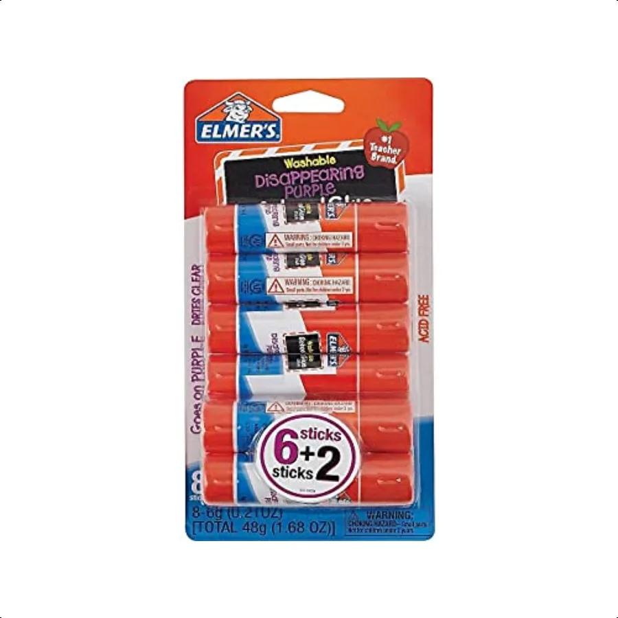 

Disappearing Purple School Glue Sticks 0.21 oz Each 8 Sticks per Pack E1591