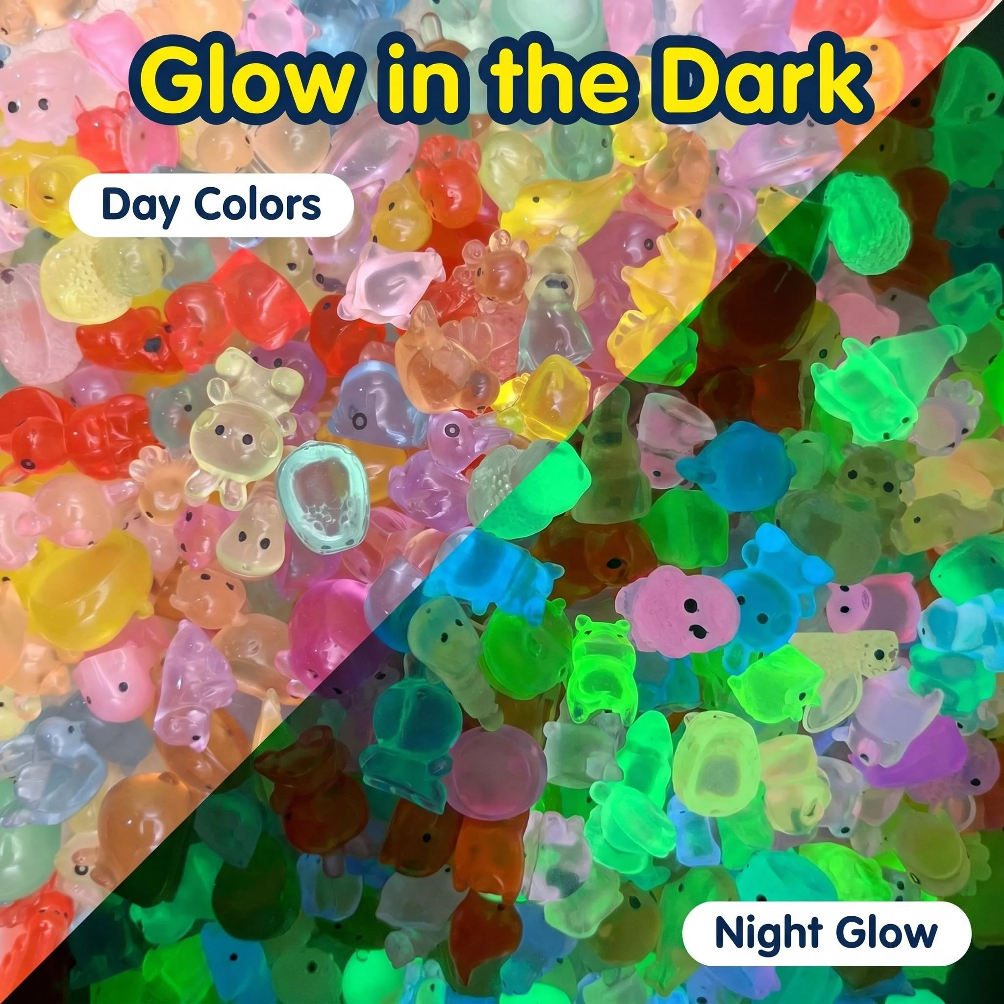 100pcs Mini Glow In The Dark Resin Animals Figurines Fairy Garden Decor Micro Landscape Decor Toys Birthday Gifts Surprise