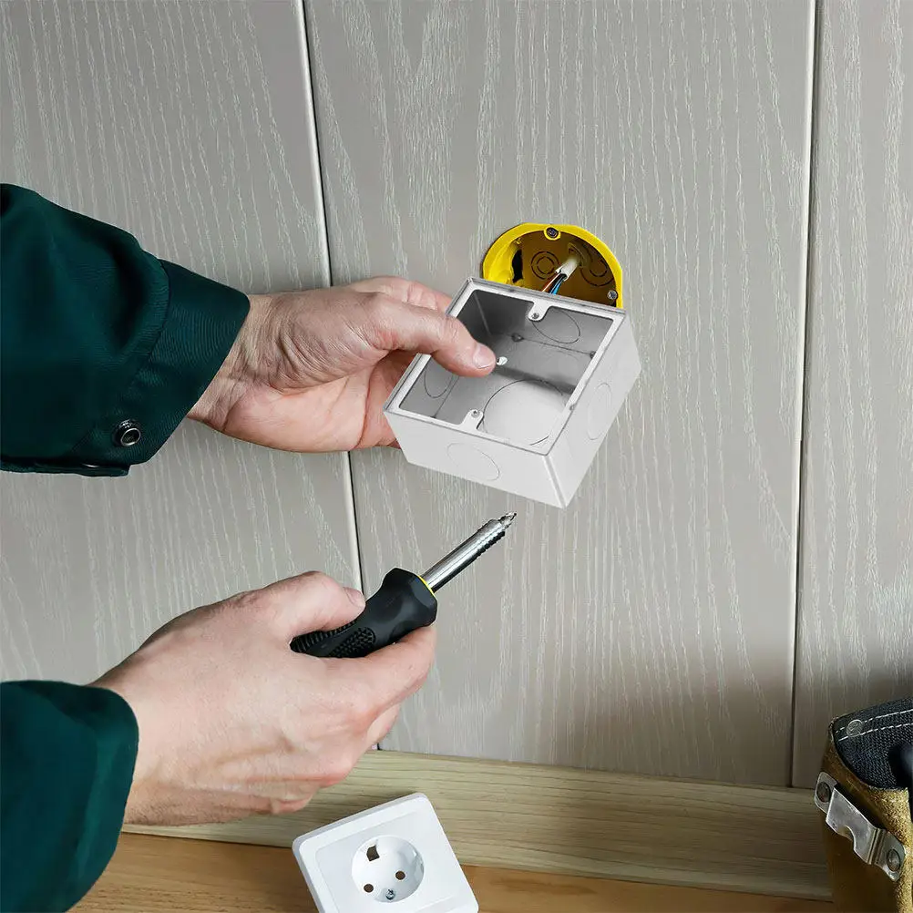 2Pcs 86 Type Stainless Steel Fire Resistant Surface Mount Junction Box Wall Socket Electrical Box Easy Installation Sleek Modern