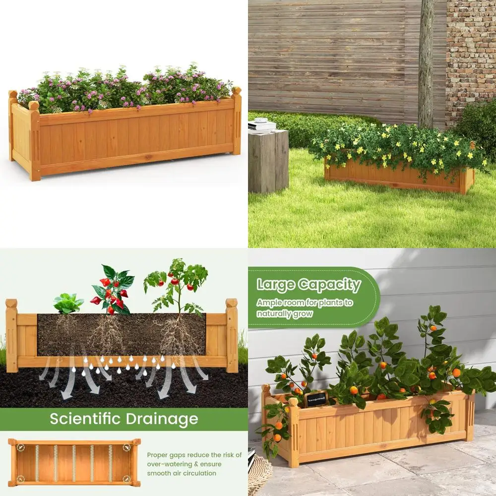 

Raised Garden Bed Kits - Elevated Wooden Planter Boxes with Drainage for Outdoor Vegetables, Flowers, and Gardening Enthusiasts