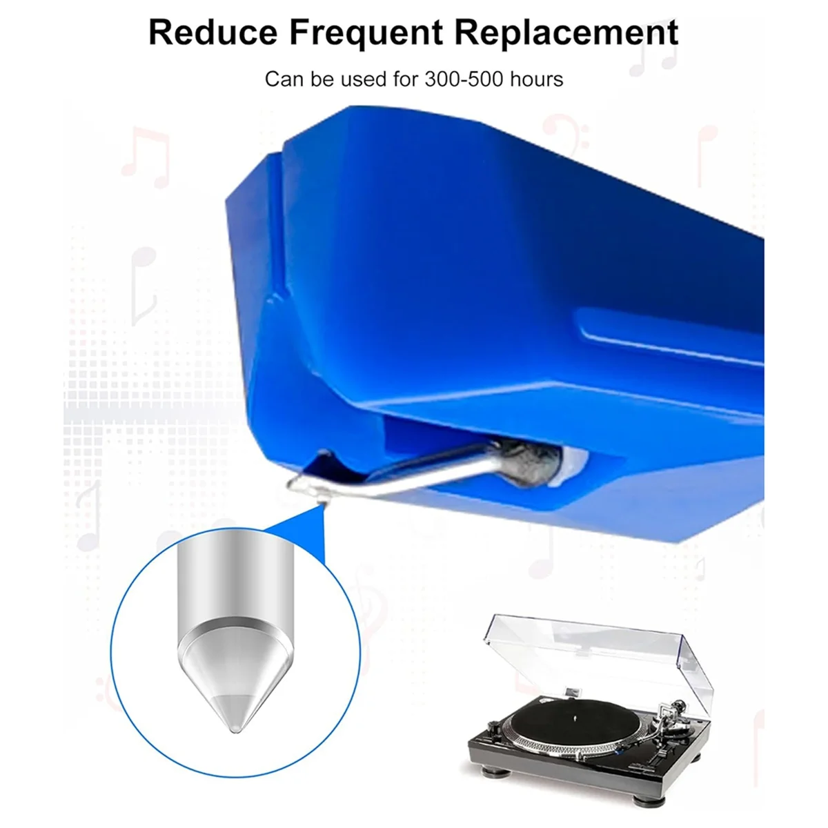 AT-VMN95E Record Player Needle for Stylus, Elliptical Turntable Needle for AT-LP120X Vinyl Record Player