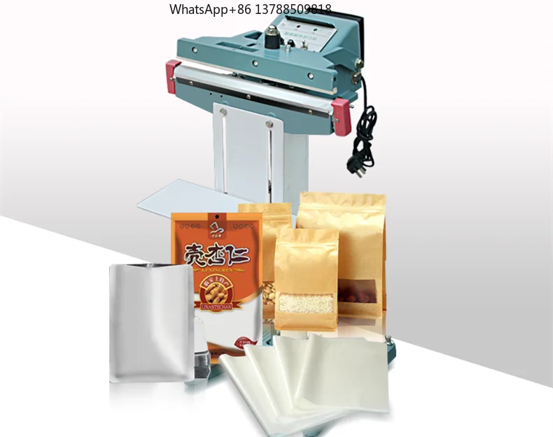 Manual Aluminum Frame Heat Sealer Foot Operated Pneumatic Press for Plastic Foil Bags Packaging with Vertical Compression