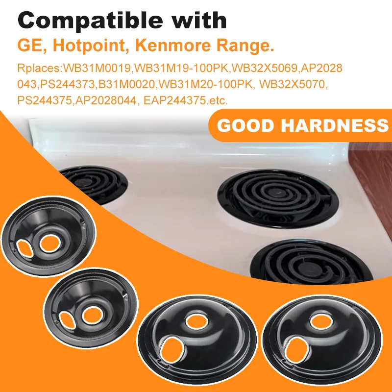 WB31M20 WB31M19 مقالي تنقيط من البورسلين الأسود مناسبة لـ GE Hotpoint Electric Rang موقد الموقد Fetechmate موقد كهربائي بالتنقيط