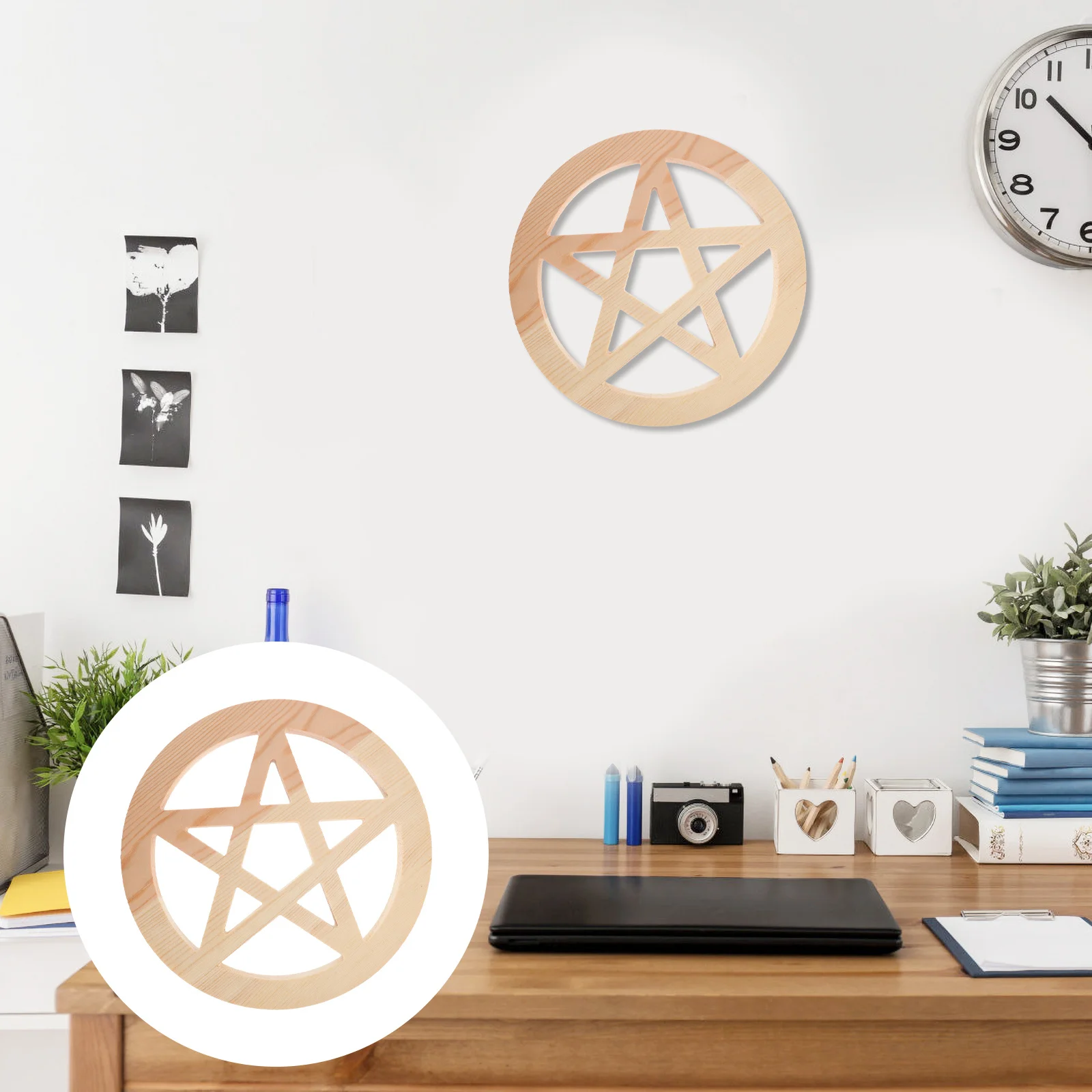 

Wooden Altar Five-Pointed Star Pentacle Ornament Home Decor Practical Retro Style Party Decoration Prop