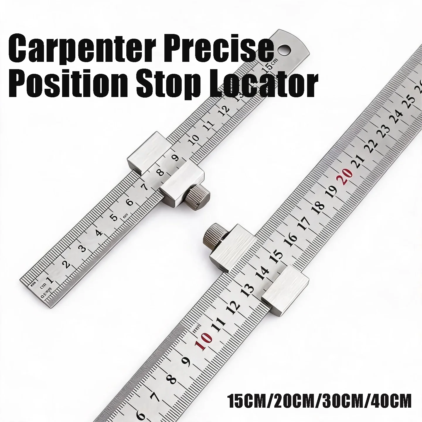 15/20/30/40cm Steel Rule Portable DIY Woodcraft Locator Stopper Adjustable Stainless Steel Position Block Precise Measuring Tool